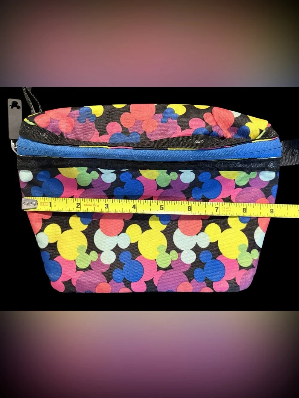 Disney Mickey Mouse Multicolor Print Belt Bag Fanny Pack Zip Adjustable Strap